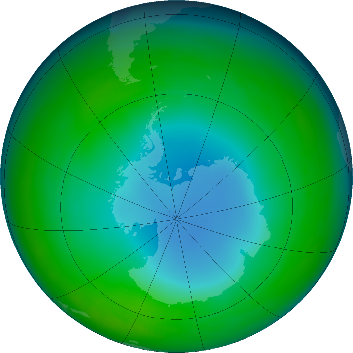 Antarctic ozone map for June 1986